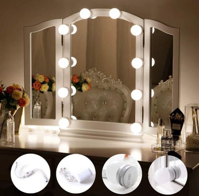 LED Light Paste Mirror Makeup Light Bulbs, Makeup Mirror Vanity Led 5v 2A Light Bulbs, Led Lamp USB Cosmetic Lighted Table